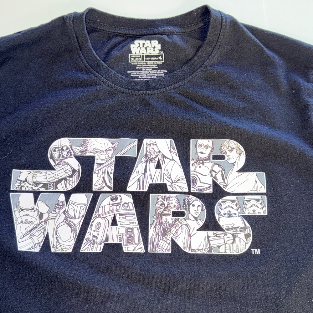 Star Wars L T Shirt Black Darth‎ Vader Yoda Characters Graphic Tee
